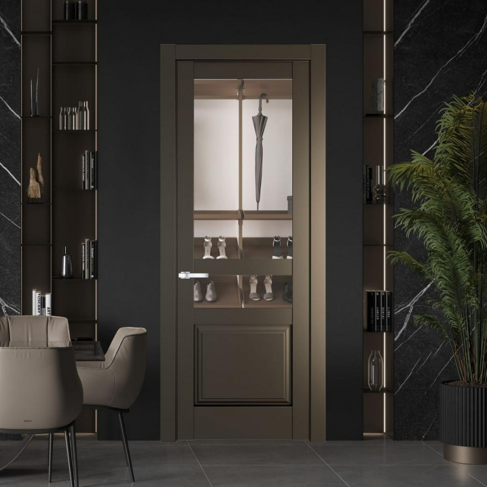 Межкомнатная дверь ProfilDoors 4.5.4 PD цвет Перламутр бронза вставка Прозрачное