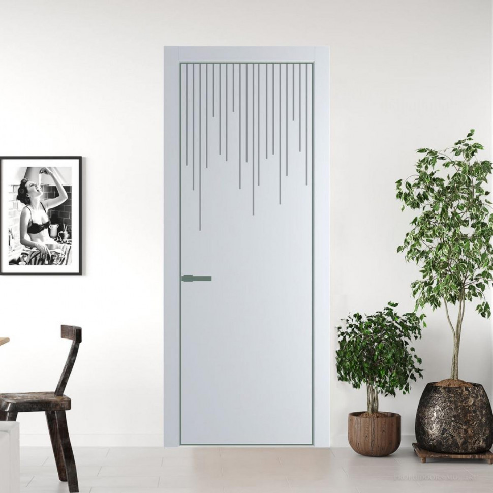 Межкомнатная дверь ProfilDoors 8 PE с фрезерованным рисунком Вайт с алюминиевой кромкой Зеленый воск