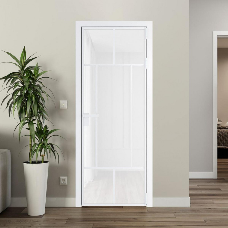 Межкомнатная дверь ProfilDoors 10 AG стекло Триплекс белый цвет профиля Вайт
