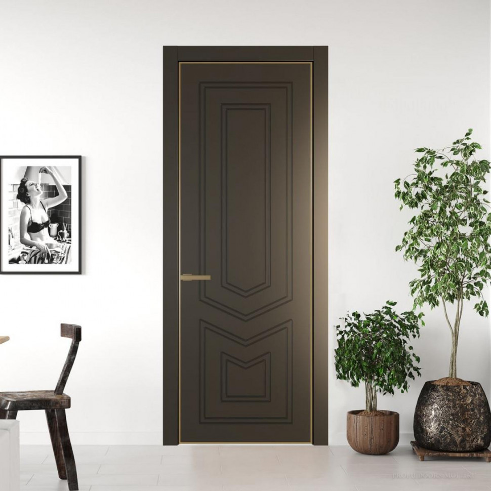 Межкомнатная дверь ProfilDoors 29 PE с фрезерованным рисунком Перламутр бронза с алюминиевой кромкой Золото