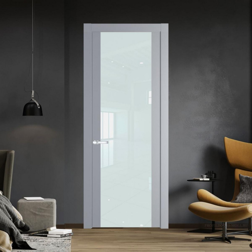 Межкомнатная дверь ProfilDoors 1.7P Смоки Lacobel Белый лак