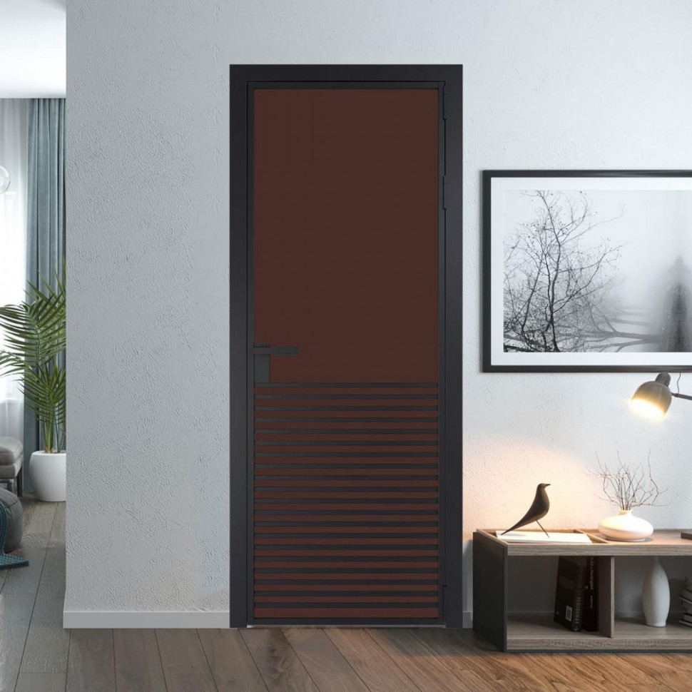 Межкомнатная дверь ProfilDoors 16 AG стекло Монохром шоколад триплекс цвет профиля Черный матовый