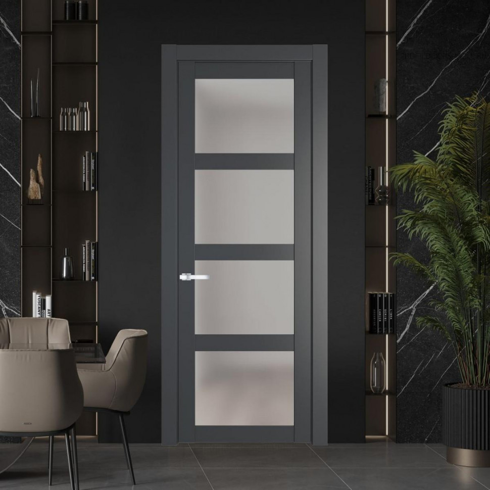 Межкомнатная дверь ProfilDoors 1.4.2 PD цвет Графит вставка Матовое