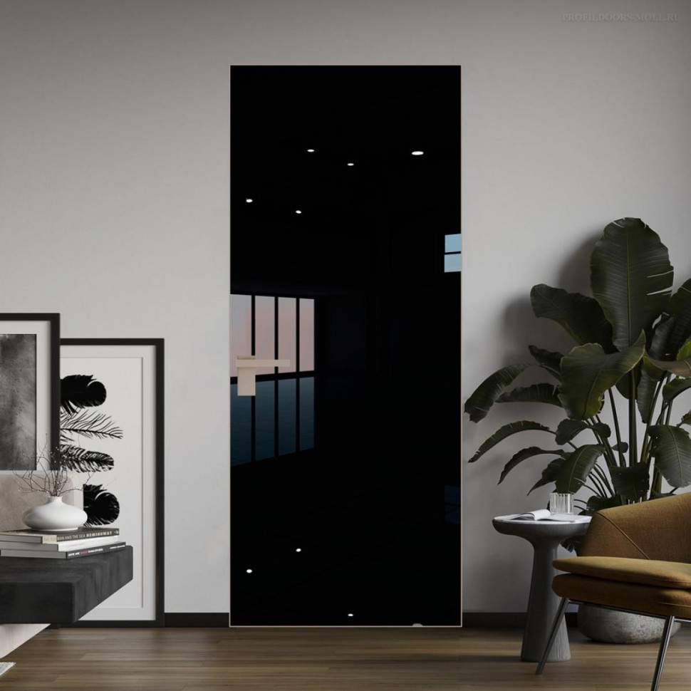 Межкомнатная дверь ProfilDoors 1 AGK цвет Lacobel Черный лак кромка Никель матовый