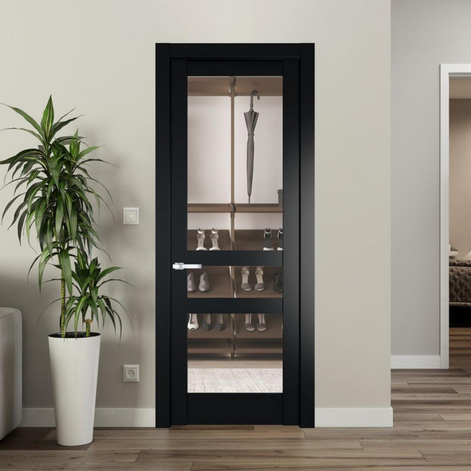 Межкомнатная дверь ProfilDoors 4.5.2 PD цвет Блэк вставка Прозрачное