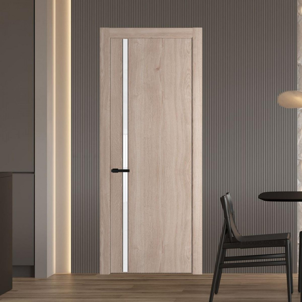 Межкомнатная дверь ProfilDoors 21 NW Дуб Сонома молдинг Черный матовый стекло Лак классик