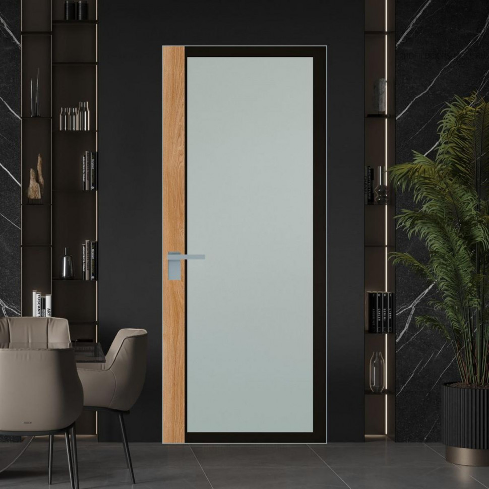 Межкомнатная дверь ProfilDoors 6 AGK цвет Мателюкс черный прокрас вставка Дуб Карамель кромка Матовая