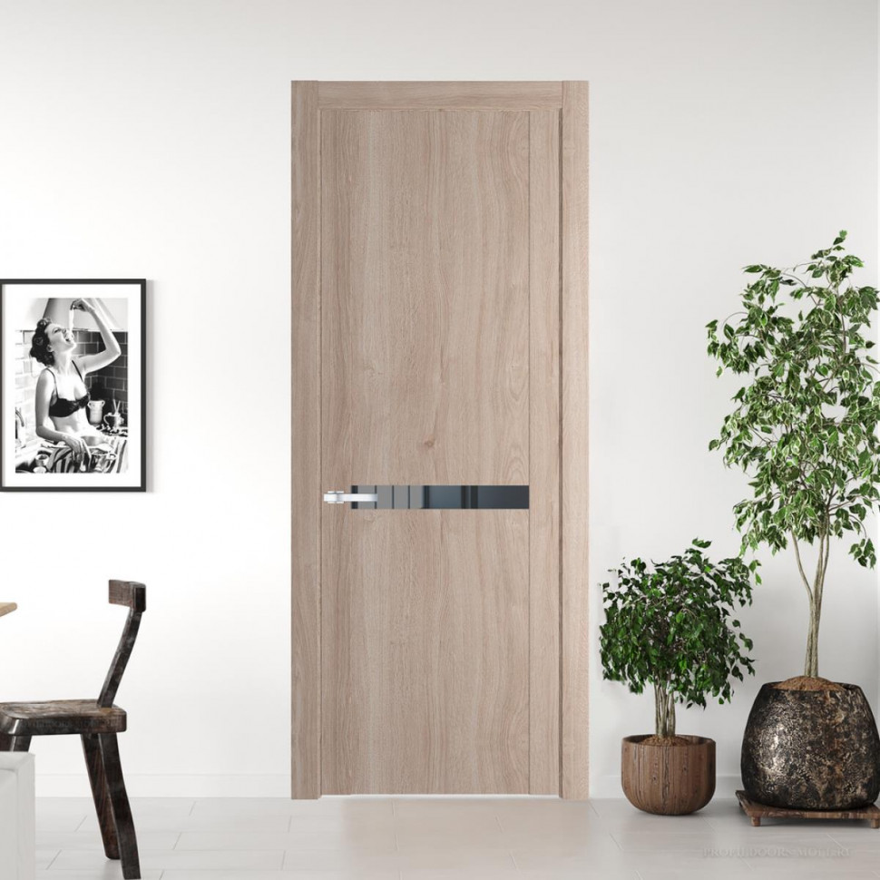 Межкомнатная дверь ProfilDoors 1.4 N Дуб Сонома с вставкой стекла зеркало grey