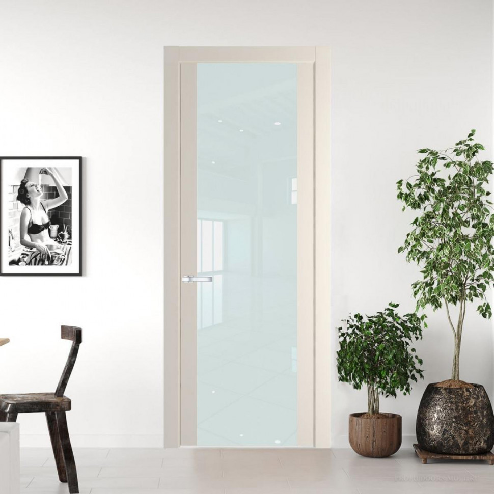 Межкомнатная дверь ProfilDoors 1.7P Кремовая Магнолия Lacobel Белый лак