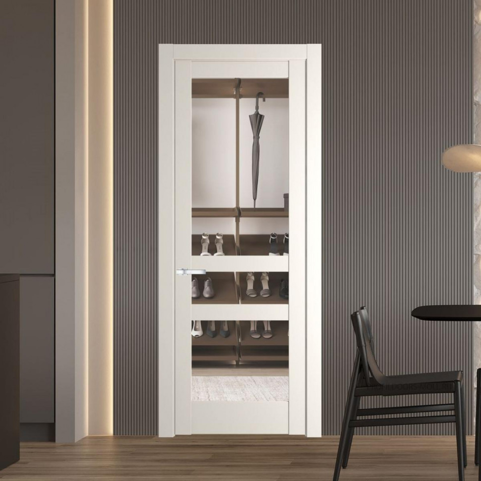 Межкомнатная дверь ProfilDoors 4.5.2 PD цвет Перламутр белый вставка Прозрачное