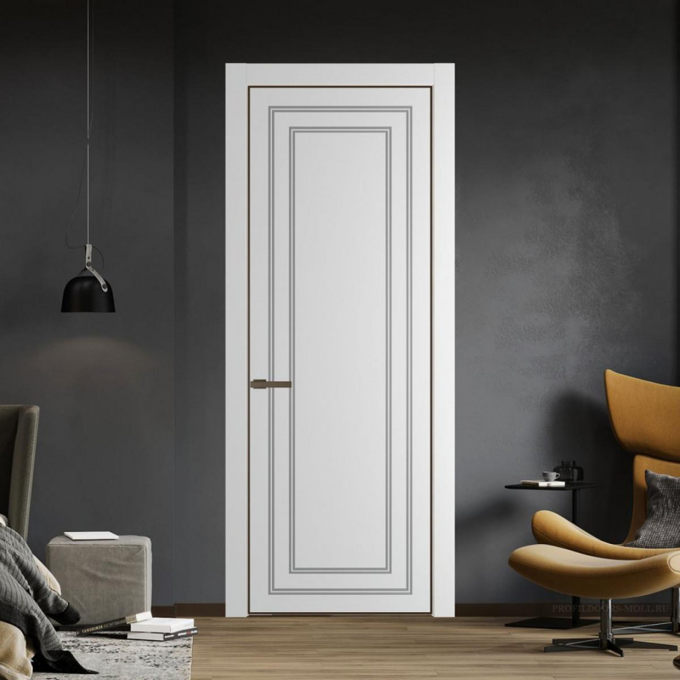Межкомнатная дверь ProfilDoors 26 PE с фрезерованным рисунком Крем Вайт с алюминиевой кромкой Деорэ