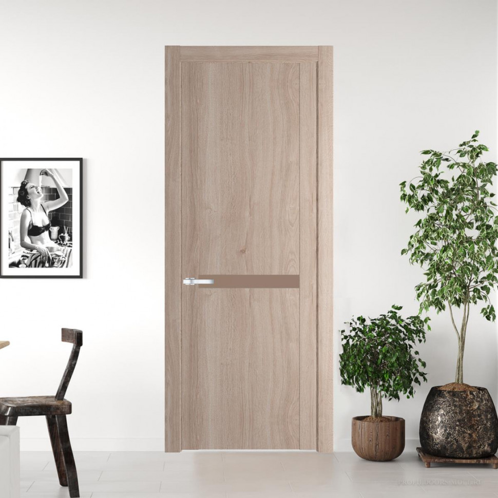 Межкомнатная дверь ProfilDoors 1.4 N Дуб Сонома с вставкой стекла монохром капучино