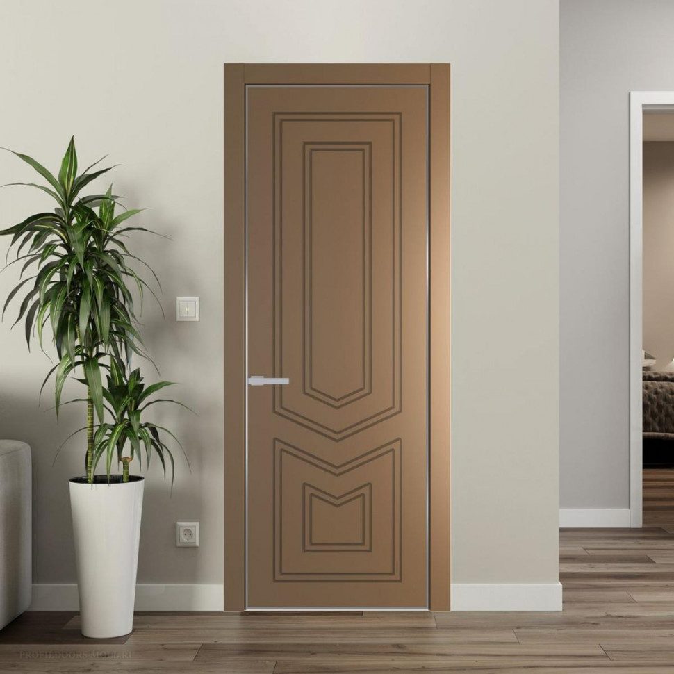 Межкомнатная дверь ProfilDoors 29 PA с фрезерованным рисунком Перламутр золото с профилем Серебро