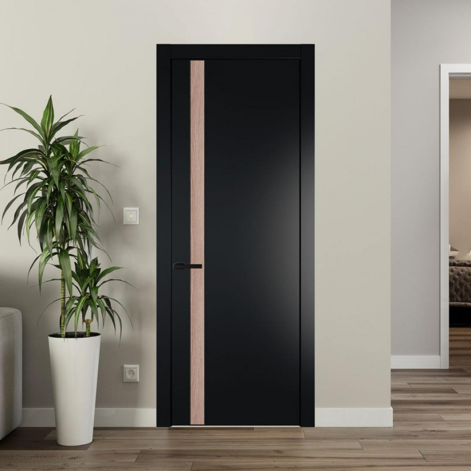 Межкомнатная дверь ProfilDoors 18 PW Блэк Дуб Сонома молдинг Черный матовый