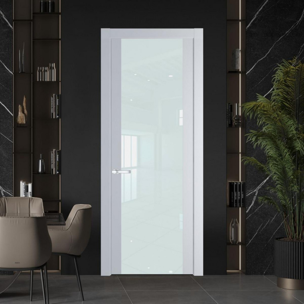 Межкомнатная дверь ProfilDoors 1.7P Лайт Грей Lacobel Белый лак
