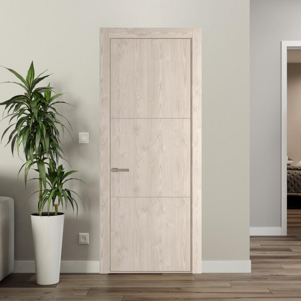 Межкомнатная дверь ProfilDoors 13 NE Каштан светлый с кромкой Никель и алюминиевым молдингом