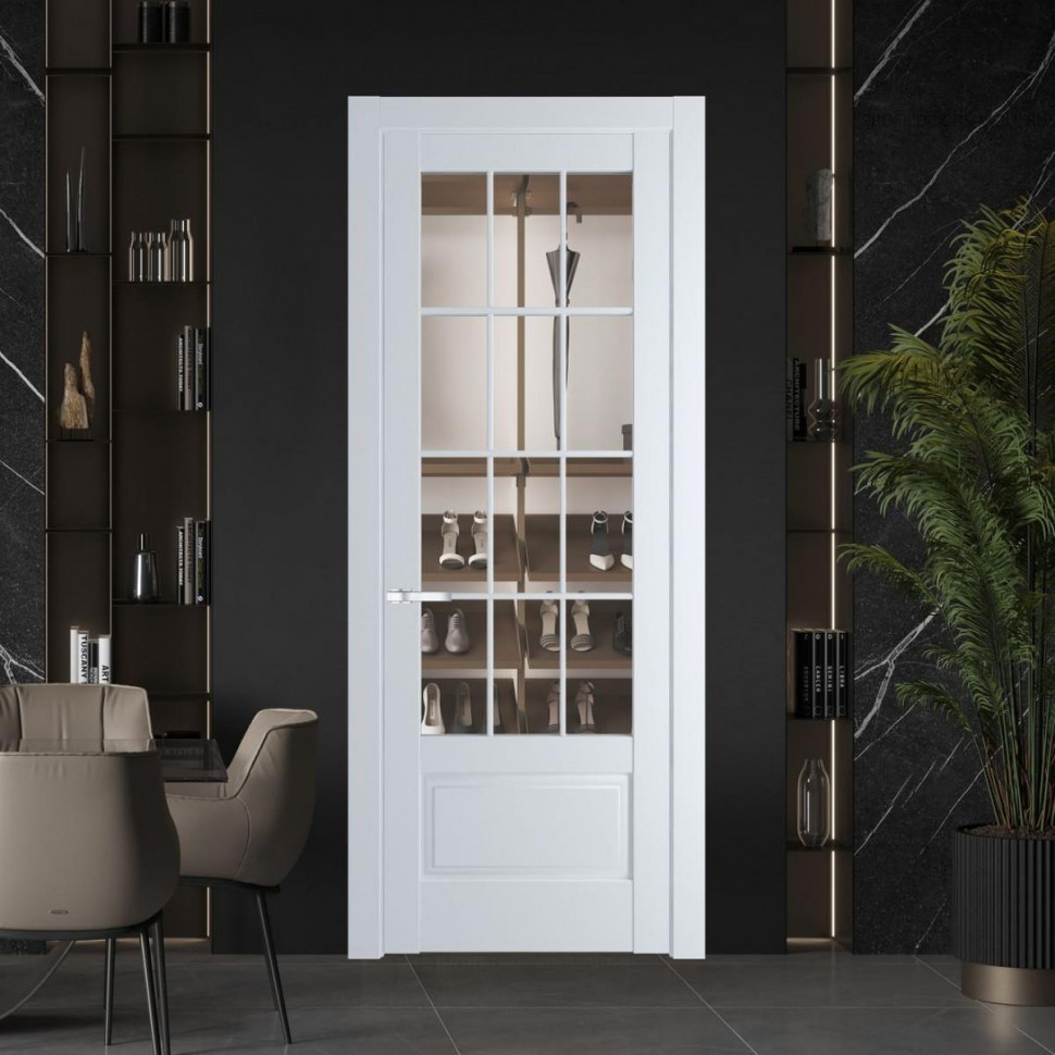 Межкомнатная дверь ProfilDoors 4.2.2 (р.12) PD цвет Вайт вставка Прозрачное