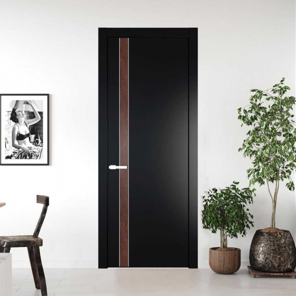 Межкомнатная дверь ProfilDoors 18 PW Блэк Дуб Тобакко молдинг Вайт