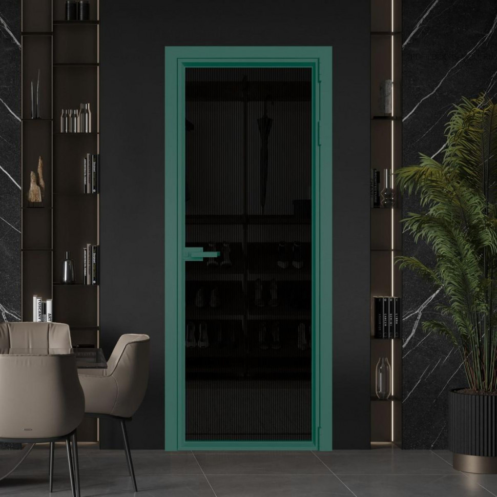 Межкомнатная дверь ProfilDoors 1 AV Мору двухстороннее черное профиль Зеленый воск