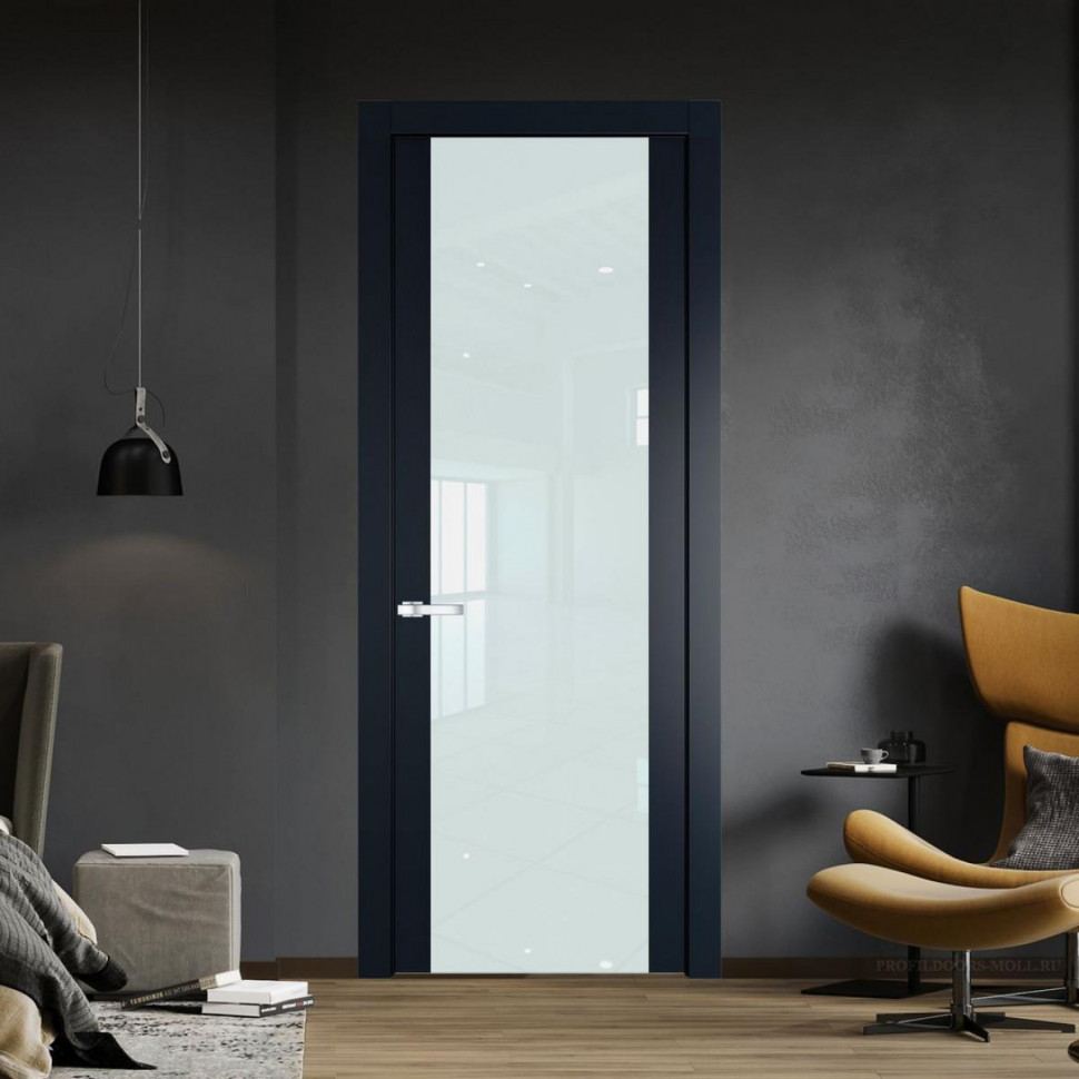 Межкомнатная дверь ProfilDoors 1.7P Нэви Блу Lacobel Белый лак