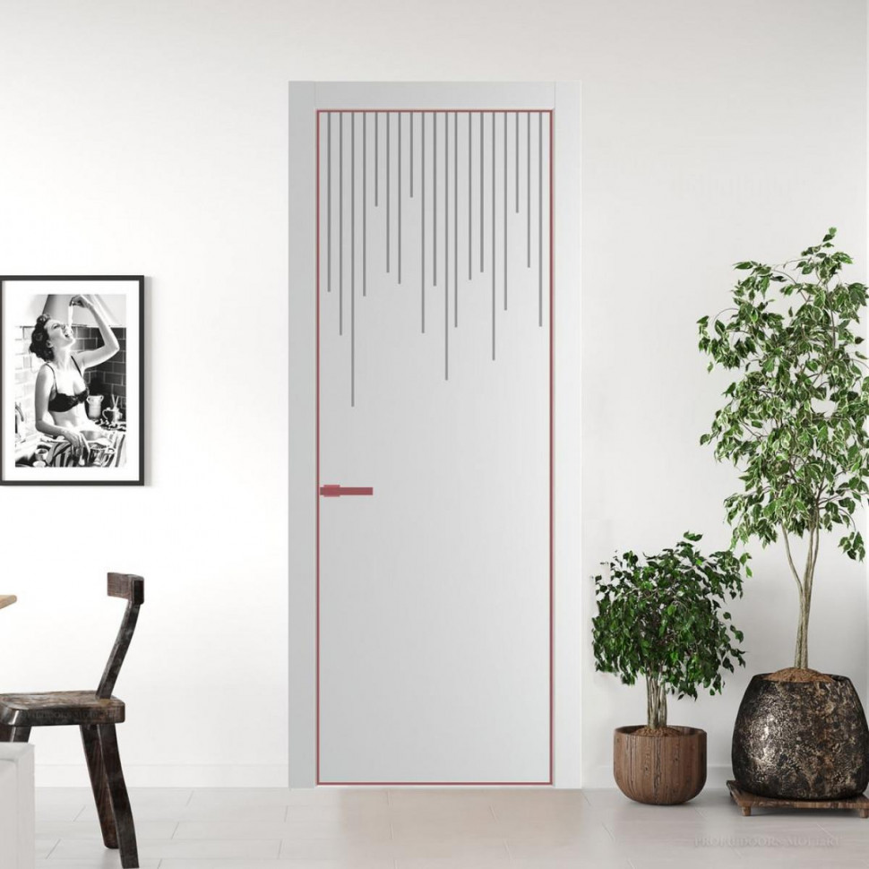 Межкомнатная дверь ProfilDoors 8 PA Крем Вайт с профилем Красный антрацит