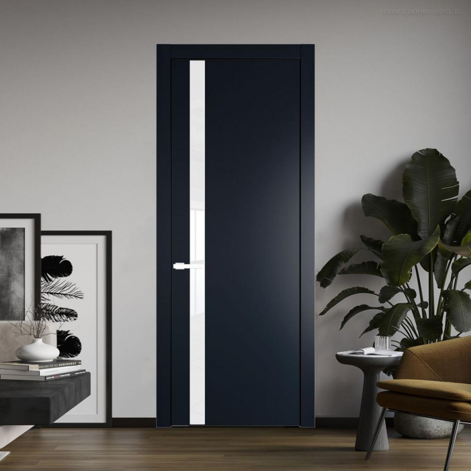Межкомнатная дверь ProfilDoors 18 PW Нэви Блу Лак классик молдинг Вайт