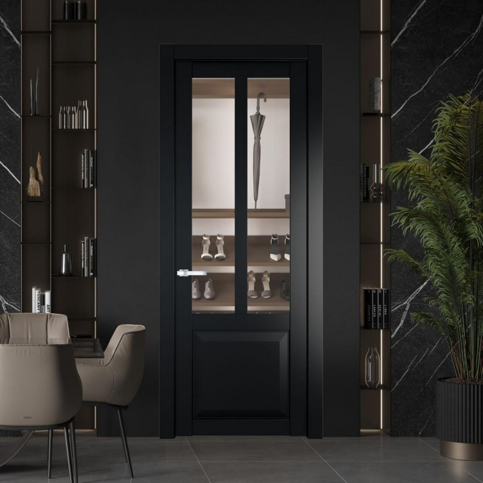 Межкомнатная дверь ProfilDoors 1.8.2 PD цвет Блэк вставка Прозрачное