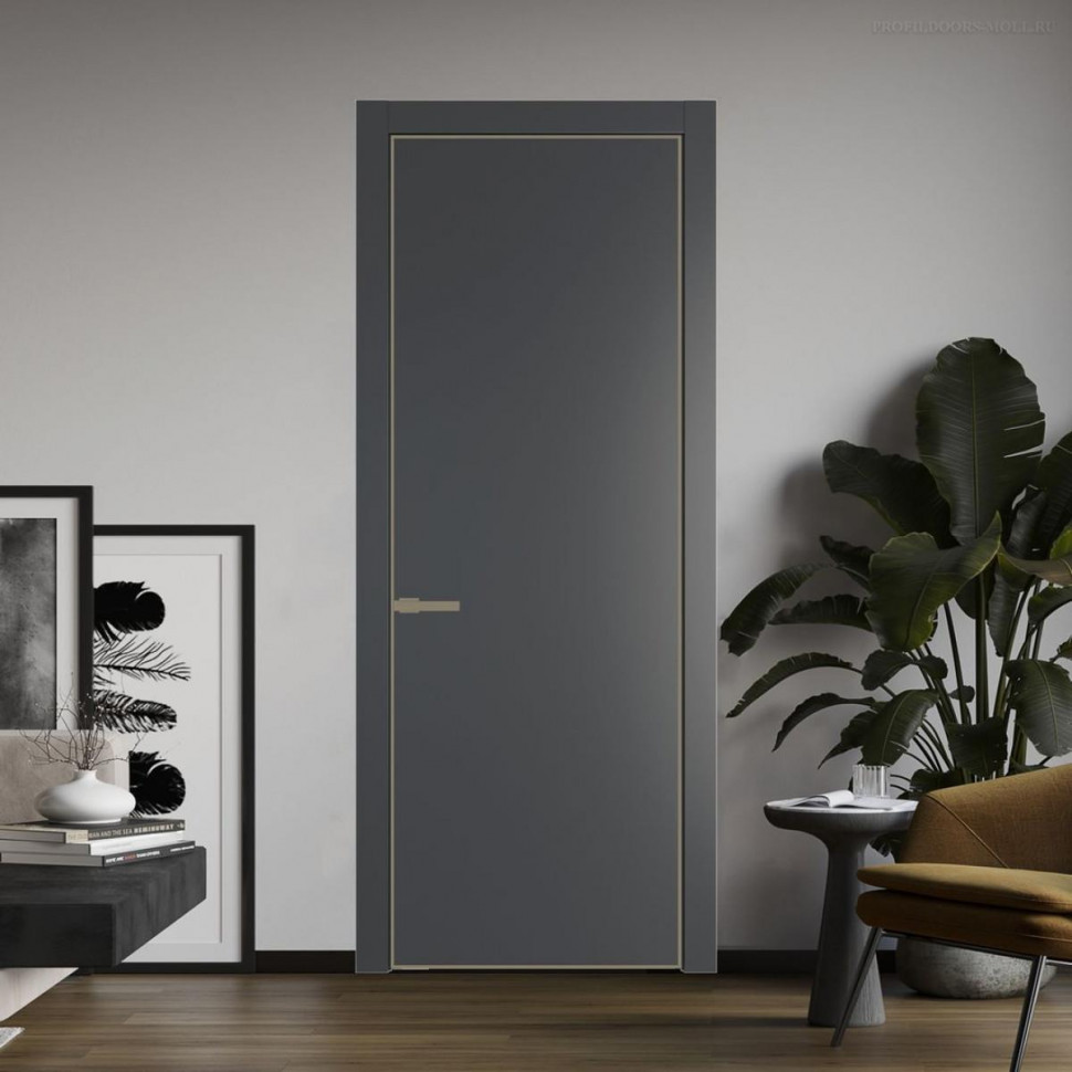 Межкомнатная дверь ProfilDoors 1 PA Графит с профилем Шампань