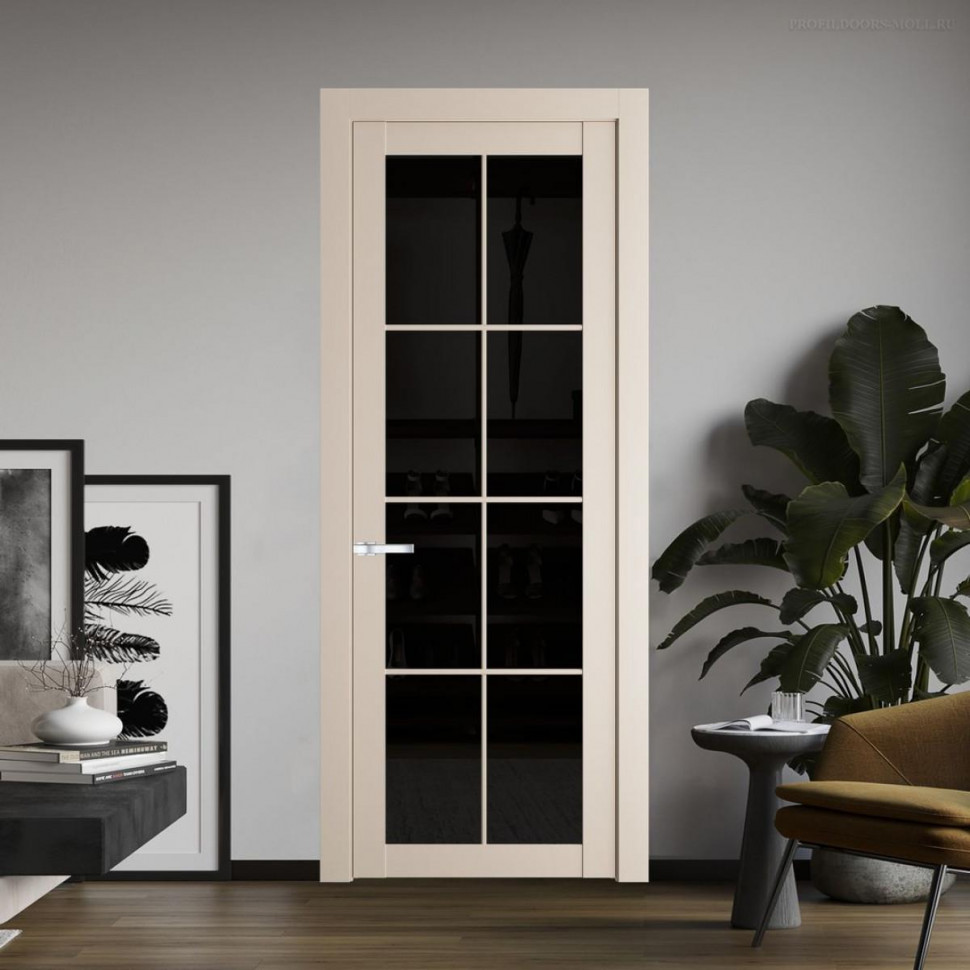 Межкомнатная дверь ProfilDoors 2.1.2 (р.8) PD цвет Кремовая Магнолия вставка Черное тонированное