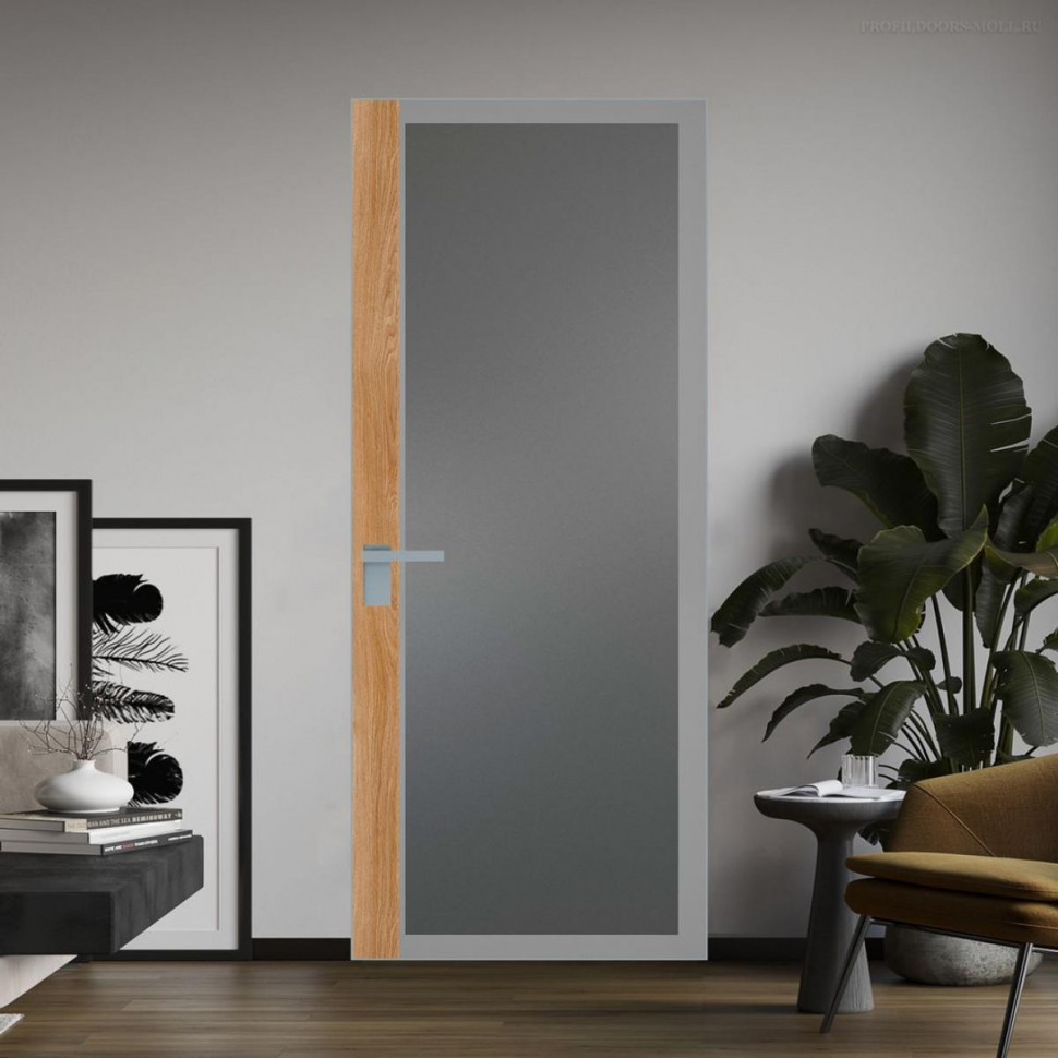Межкомнатная дверь ProfilDoors 6 AGK цвет Мателюкс графит серый прокрас вставка Дуб Карамель кромка Матовая