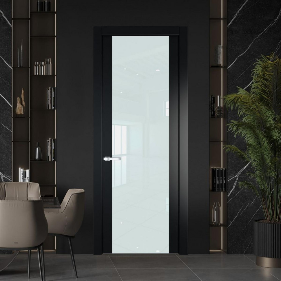 Межкомнатная дверь ProfilDoors 1.7P Блэк Lacobel Белый лак