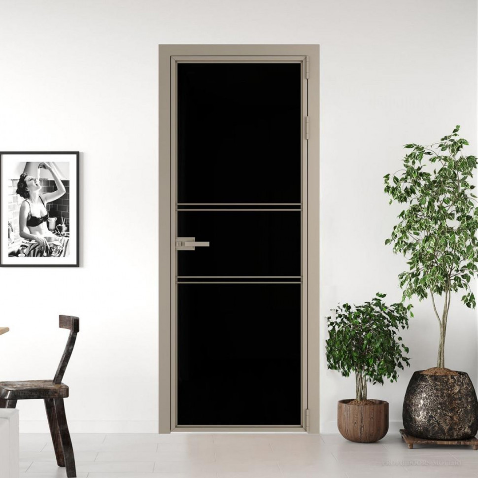 Межкомнатная дверь ProfilDoors 2 AX Триплекс черный профиль Никель матовый