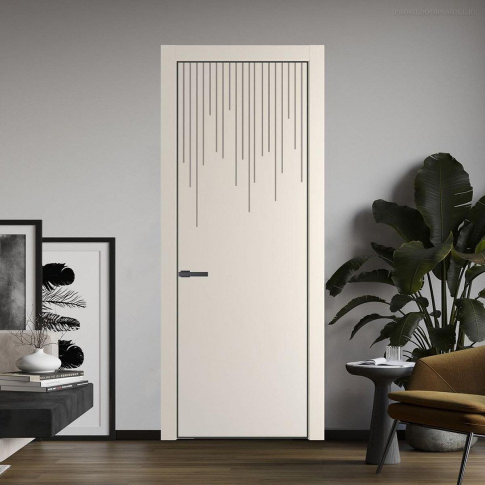 Межкомнатная дверь ProfilDoors 8 PA Кремовая Магнолия с профилем Серая Ночь
