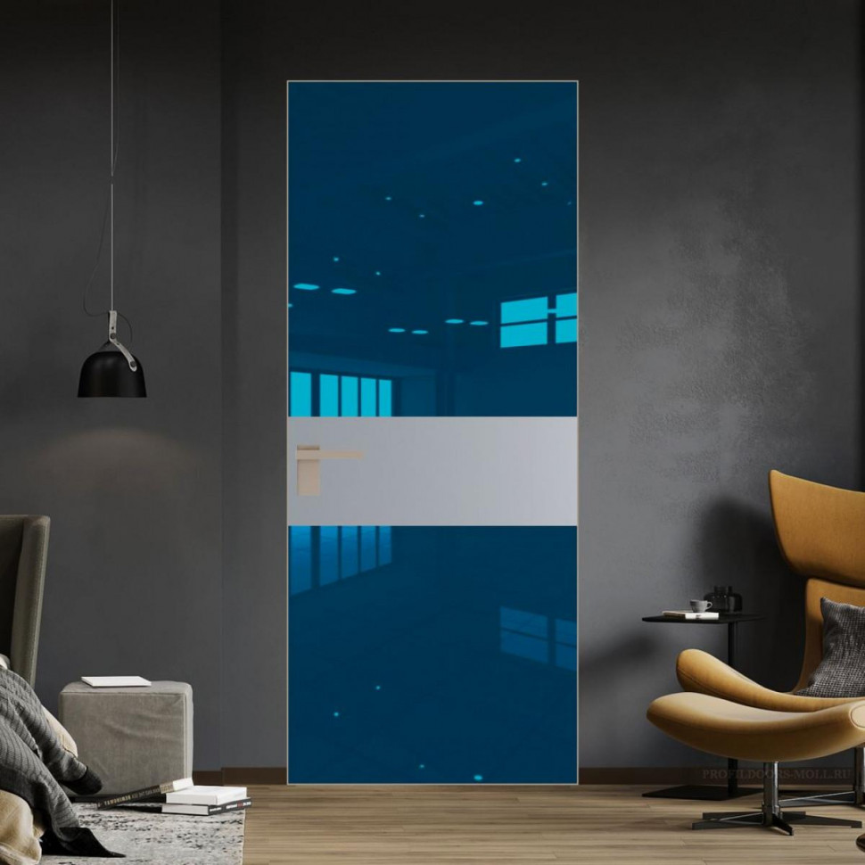 Межкомнатная дверь ProfilDoors 5 AGK цвет Зеркало Blue вставка Смоки кромка Никель матовый