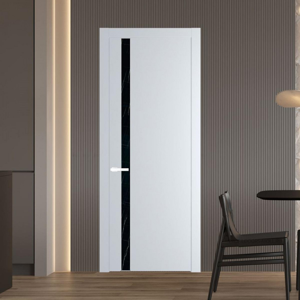Межкомнатная дверь ProfilDoors 18 PW Вайт Неро мрамор молдинг Вайт