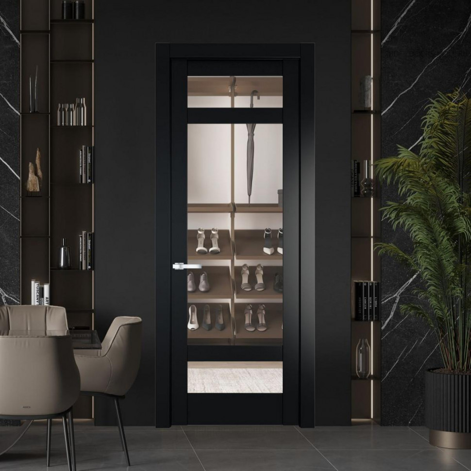 Межкомнатная дверь ProfilDoors 4.3.2 PD цвет Блэк вставка Прозрачное