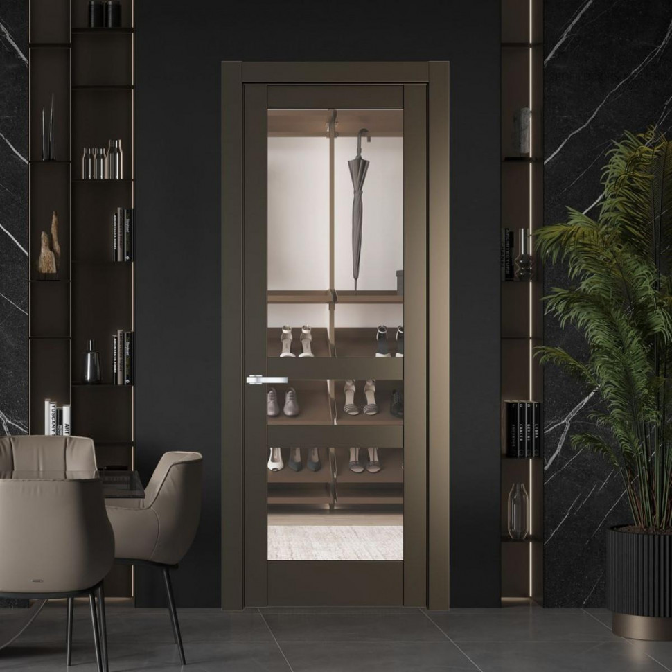 Межкомнатная дверь ProfilDoors 4.5.2 PD цвет Перламутр бронза вставка Прозрачное