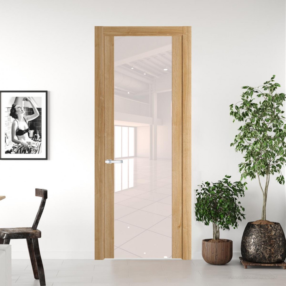 Межкомнатная дверь ProfilDoors 1.7 N Дуб Карамель с вставкой стекла перламутровый лак