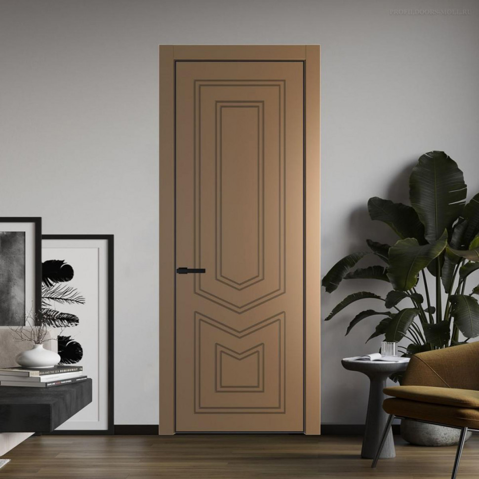 Межкомнатная дверь ProfilDoors 29 PA с фрезерованным рисунком Перламутр золото с профилем Черный