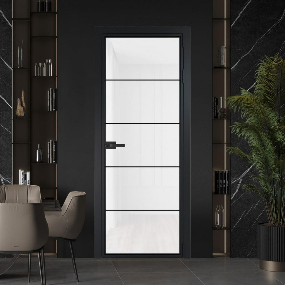 Межкомнатная дверь ProfilDoors 5 AX Триплекс белый профиль Черный матовый