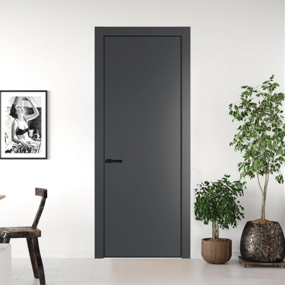 Межкомнатная дверь ProfilDoors 1 PA Графит с профилем Черный