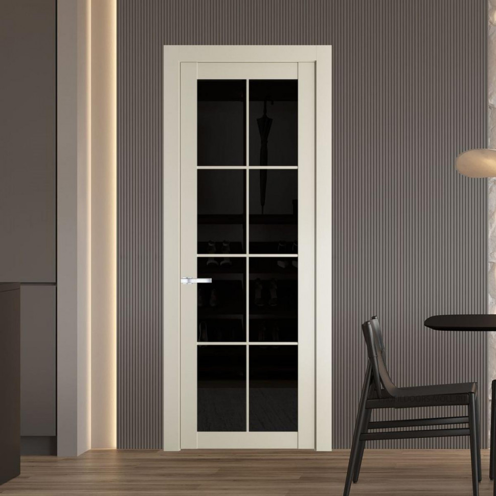 Межкомнатная дверь ProfilDoors 2.1.2 (р.8) PD цвет Перламутр белый вставка Черное тонированное