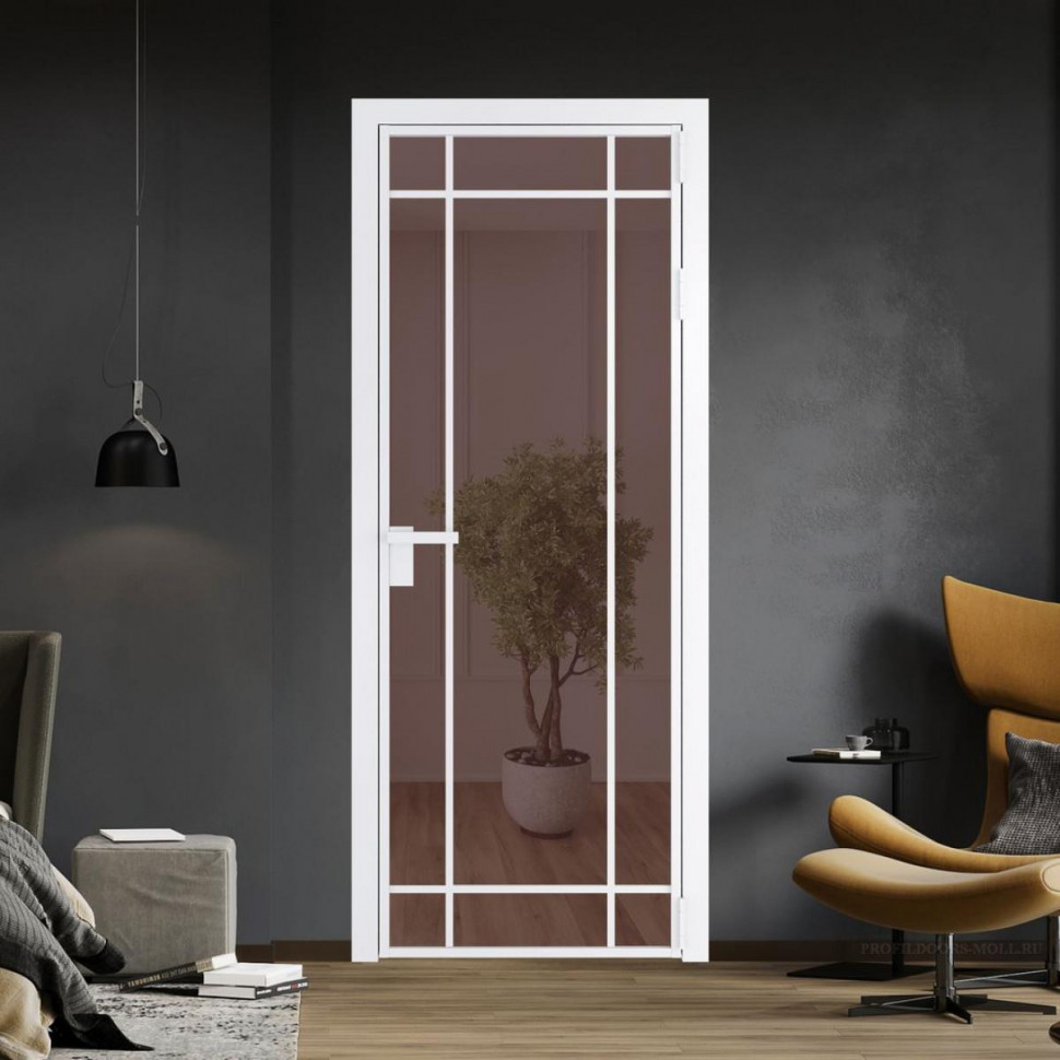 Межкомнатная дверь ProfilDoors 5 AG стекло Золотистая бронза цвет профиля Вайт