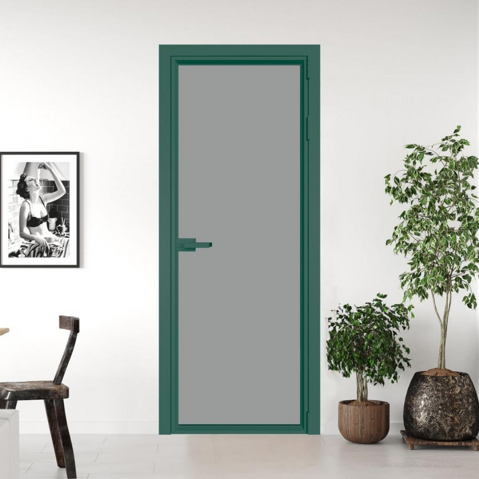 Межкомнатная дверь ProfilDoors 1 AV Монохром серый триплекс профиль Зеленый воск