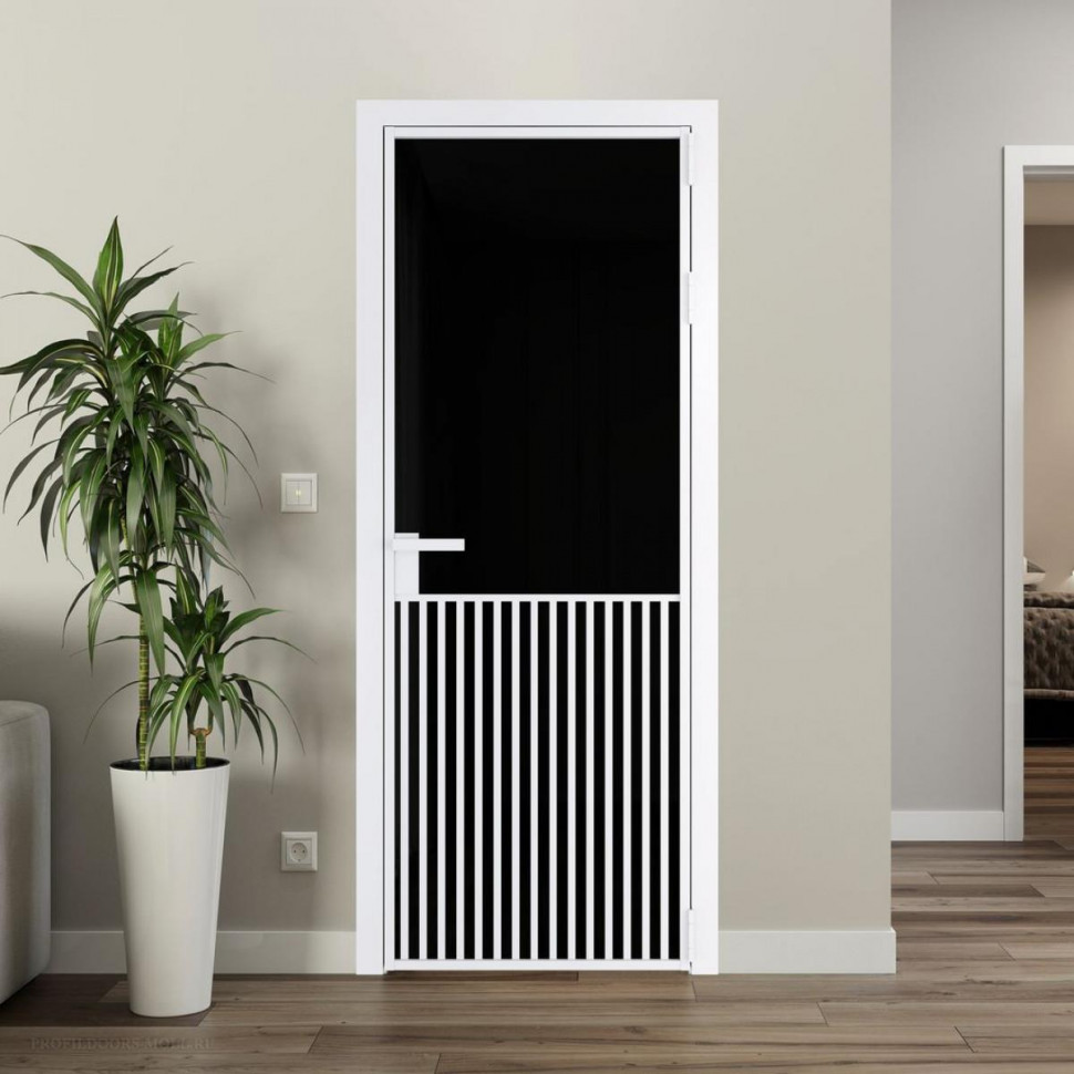 Межкомнатная дверь ProfilDoors 15 AG стекло Триплекс черный цвет профиля Вайт
