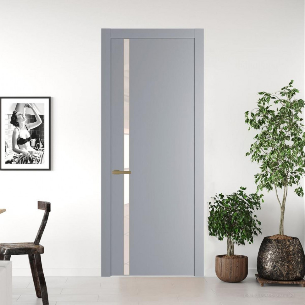 Межкомнатная дверь ProfilDoors 21 PW Смоки Lacobel Перламутровый лак молдинг Золото