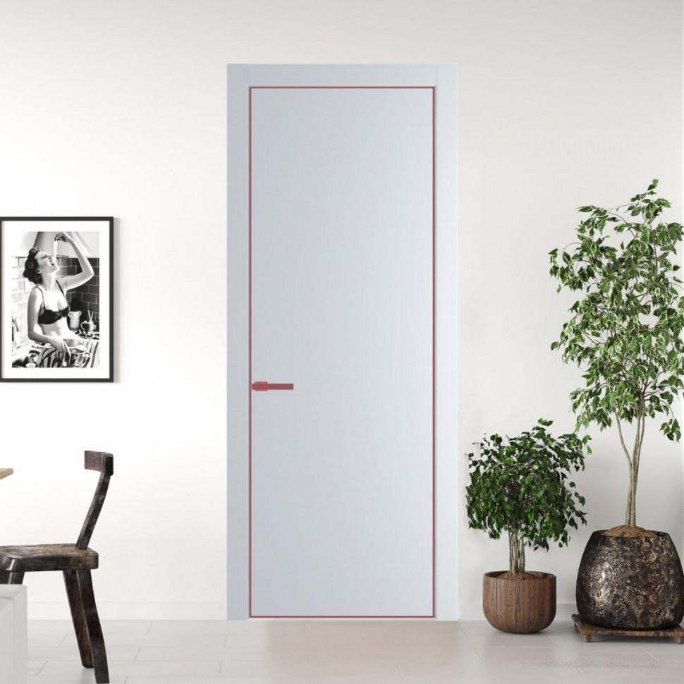 Межкомнатная дверь ProfilDoors 1 PA Вайт с профилем Красный антрацит