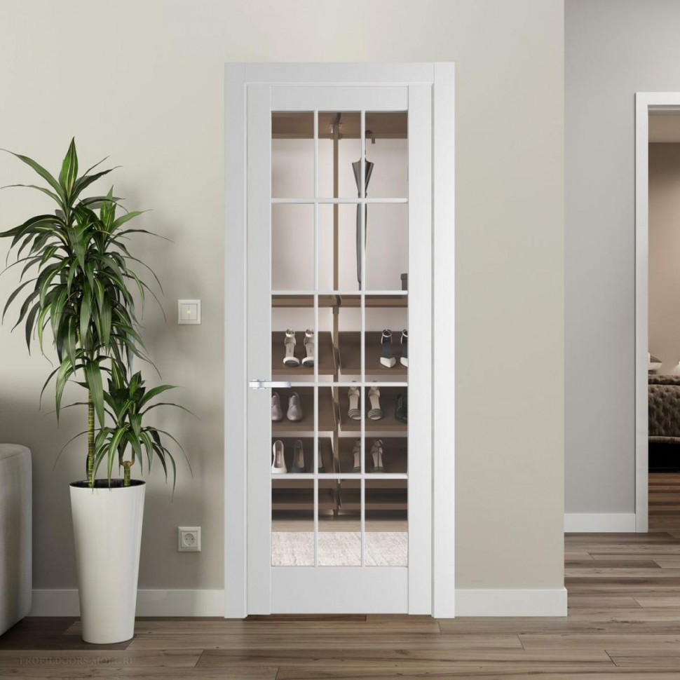 Межкомнатная дверь ProfilDoors 4.1.2 (р.15) PD цвет Крем Вайт вставка Прозрачное