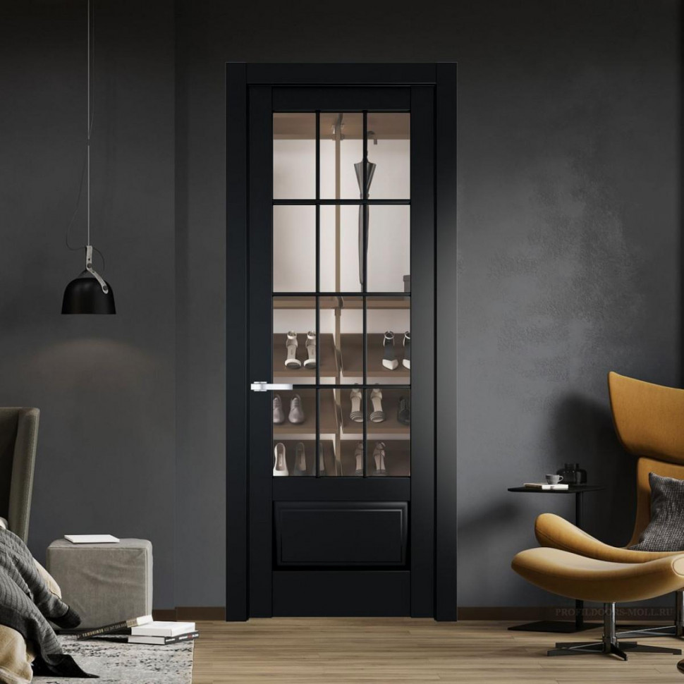 Межкомнатная дверь ProfilDoors 4.2.2 (р.12) PD цвет Блэк вставка Прозрачное