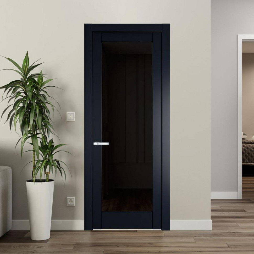 Межкомнатная дверь ProfilDoors 1.1.2PM Нэви Блу Черное тонированное